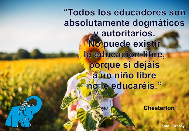 Una Enseñanza de Chesterton sobre La Educación, en La Frase del Día del Centro de lavado de coches Elefante Azul de Avilés